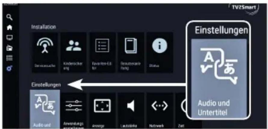 TV2Smart Installation Einstellungen Audio und Untertitel