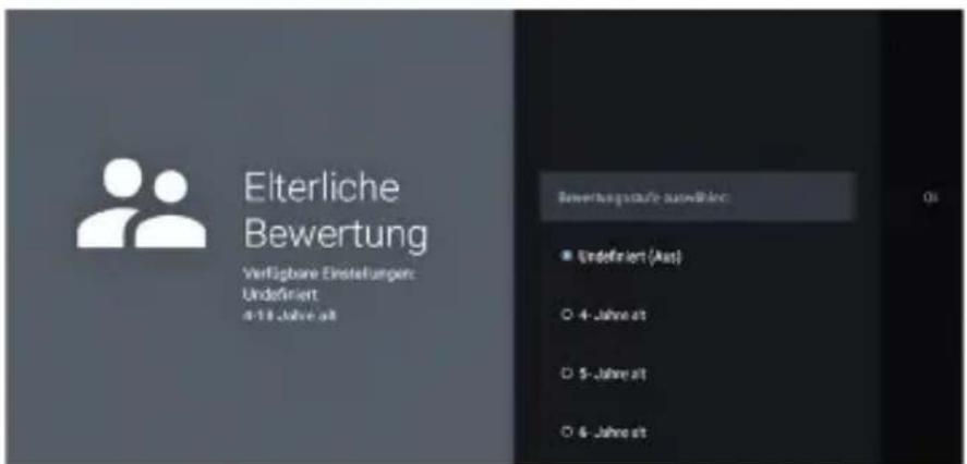 Elterliche Bewertung Verfügbare Einstellungen: Underfiniert n=18 Jahre alt Bewertungsströte auswärter ■ Underfiniert (Aus) ○ 4 Jahre alt ○ 5 Jahre alt ○ 6 Jahre alt