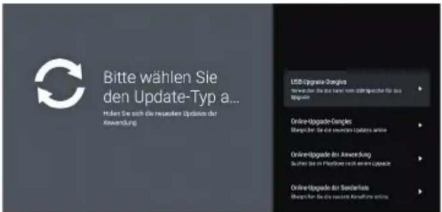 Bitte wählen Sie den Update-Typ a... Holen Sie sich die neuesten Updates der Anwendung. USB Upgrade-Canges Verwerten: Sie die band vom 000000000 für das upwerten Online-Upgrade-Canges Überprüfung: Sie die neuesten Updates online Online-Upgrade des Anwendung Sachan Sie die Papiere und einem Uppalaie Online-Upgrade des Sondereleste Überprüfung: Sie die neuesten Konsolidierte online
