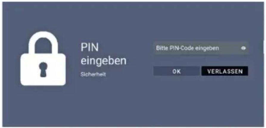 PIN eingeben Sicherheit Bitte PIN-Code eingeben OK VERLASSEN