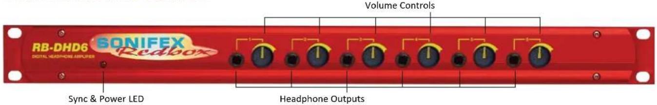 Volume Controls RB-DHD6 SONIFEX Digital Headphone Ampuses Sync & Power LED Headphone Outputs