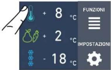 + 8 °C + 2 °C - 18 °C FUNZIONI IMPOSTAZIONI