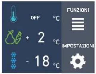 OFF °C + 2 °C - 18 °C FUNZIONI IMPOSTAZIONI