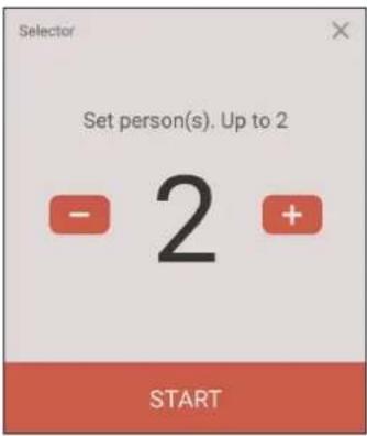 Set person(s). Up to 2 - 2 + START