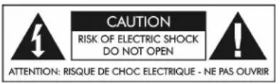 CAUTION RISK OF ELECTRIC SHOCK DO NOT OPEN ATTENTION: RISQUE DE CHOC ELECTRIQUE - NE PAS OUVRIR