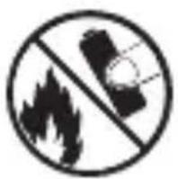 Warning sign with pictogram of a device and flame symbol, indicating no hazard or safety warning.