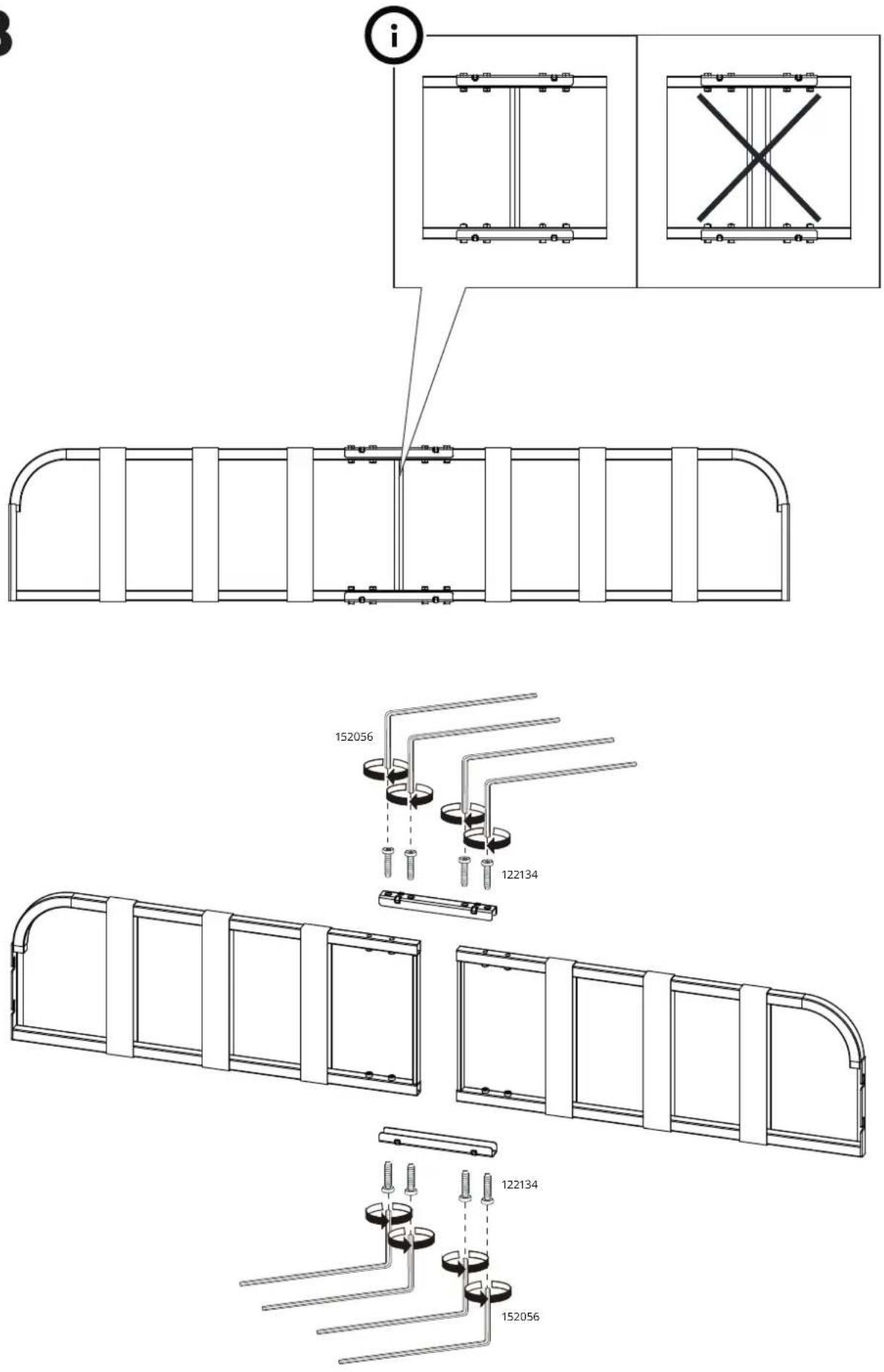 Technical diagram showing structural assembly with labeled components and cross-sectional views