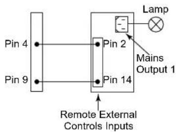 Pin 4 Pin 9 Pin 2 Pin 14 Lamp Mains Output 1 Remote External Controls Inputs
