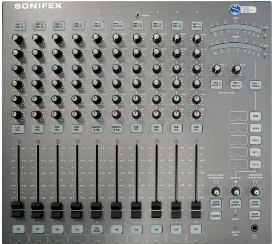 SONIFEX REC 0 LINE 0 REC 0 LINE 0 REC 0 TEL 0 RMP 1 S-CFP 0 RMP 2 S-1 RMP 3 RMP 4 RMP 5 RMP 6 AUX OUTPUTS PGM AUX 1 AUX 2 EXT 1 EXT 2 PROM TO SWEET HEADphones MONITOR PRESPECTER HEADphones AUTO CUE PFL CUE PFL CUE PFL CUE PFL & TB CUE PFL & TB CUE PFL CUE PFL CUE PFL CUE PFL ON ON ON ON LINE WOLD ON ON ON ON ON ON AUTO CUE PFL AUTO CUE PFL SPLIT CUE PFL DIGITAL SYNC