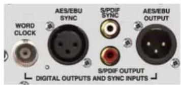 WORD CLOCK AES/EBU SYNC S/PDIF SYNC AES/EBU OUTPUT S/PDIF OUTPUT DIGITAL OUTPUTS AND SYNC INPUTS