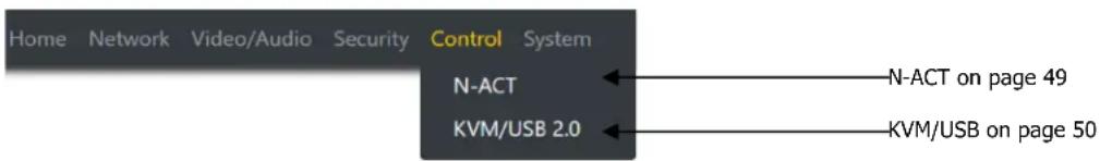 Home Network Video/Audio Security Control System N-ACT KVM/USB 2.0 N-ACT on page 49 KVM/USB on page 50