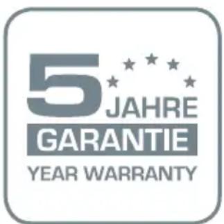 5 JAHRE GARANTIE YEAR WARRANTY
