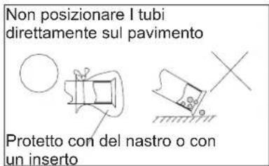 Non posizionare I tubi direttamente sul pavimento Protetto con del nastro o con un inserto