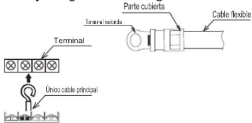 Terminal Único cable principal Parte cubierta Cable flexible Terminal recorda