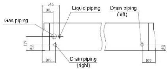 Gas piping 146 101 Liquid piping Drain piping (left) 119 48 109 Drain piping (right) 105 48