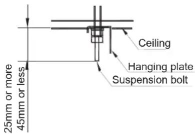 25mm or more 45mm or less Ceiling Hanging plate Suspension bolt