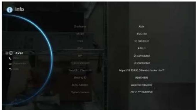 Info Aver EVC 178 10.700.93.21 I40.1 Disconnected Disconnected https://10.193.SD/Diven/index.html? 608834856 22:34:87:78:02:59 00:10:17:55:00:59