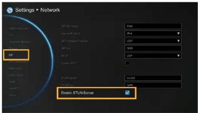 Settings ▶ Network SP SP Type Name After IP-4 UpP 5000 UPP Enable STUN Server