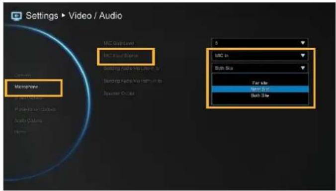 Settings ▶ Video / Audio Microphone MAC Drive Level MAC Drive Marker Audio Drive Level Singing Audio via Left/Right Singing Audio via Right/Right Spencer Syncout MAC in Both Blur Far left Next Blur Both Blur