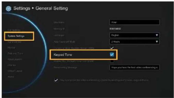 Settings ▶ General Setting System Settings Keypad Tone Keypad Tone Data Name Memory ID Language New Framework Mode Current to New Framework Server /Watts How to Find a Web User Interface (Web) Reconfiguating Settings Aver 908254000 English 2 Hours Hope you have the best video conferencing in Help to expand the video conferencing system by setting your image. Single preference