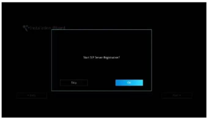 Start SIP Server Registration? Stop OK < Back > Finish >