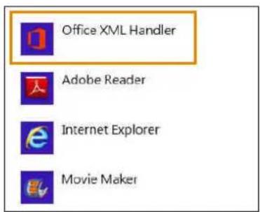 Office XML Handler Adobe Reader Internet Explorer Movie Maker