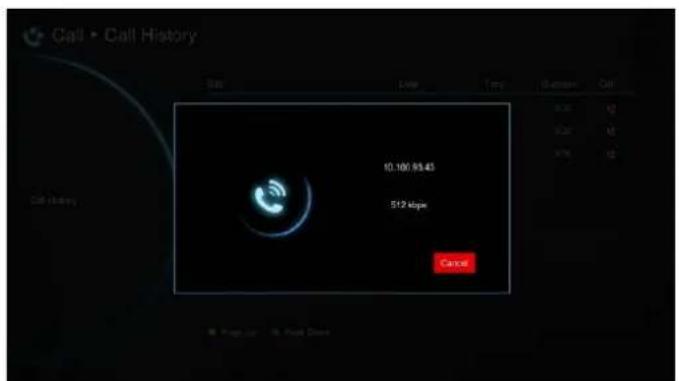 Call > Call History Sat Line Tmy Status Call 0:36 G 0:24 M 0:18 G Call History 10.100/93.45 512 Kbps Cancel Page Up - In First Draw