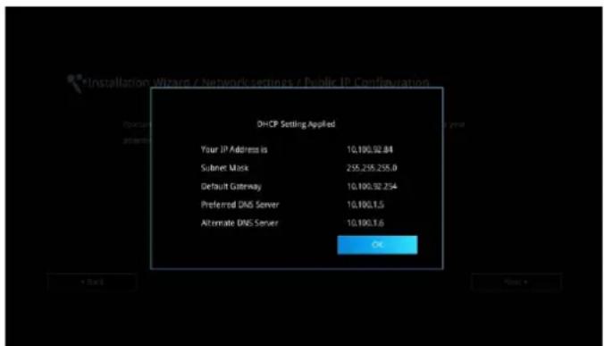 DHCP Setting Applied Your IP Address is 10.100.92.84 Subnet Mask 235.235.235.0 Default Gateway 10.100.92.254 Preferred DNS Server 10.100.1.5 Alternate DNS Server 10.100.1.6 OK