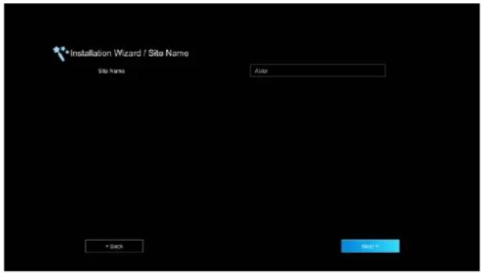 Installation Wizard / Site Name Site Name After = Back Next >
