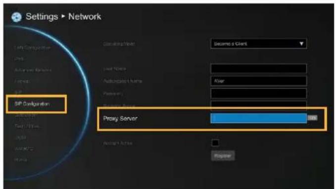 Settings ▶ Network SIP Configuration Active Server Options ASP SIP Configuration Active Server Options Text/Tools ASP ASP/CP Home Routing/Port Secured a Client Last Time Auto-pcaled Name Password: Password Name Proxy Server After Register