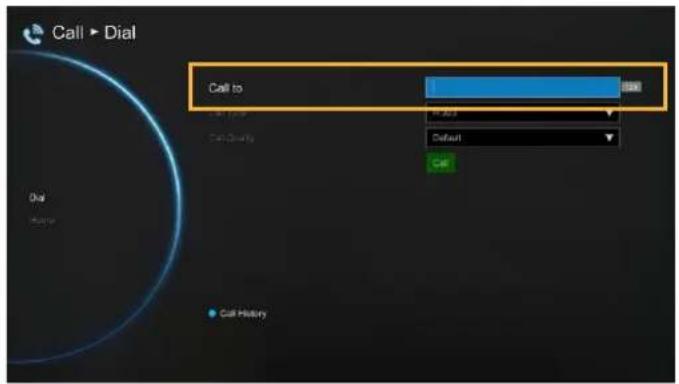 Call ▶ Dial Call to OK Default Call History