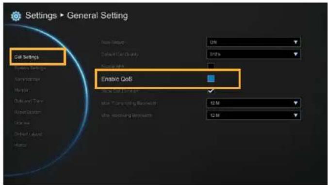 Settings ▶ General Setting Cat Settings Enable CoS Use To-Go: 12 M Use To-Go: 12 M