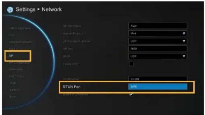 Settings ▶ Network LSP Configuration Local Network SIP SIP SIP SIP SIP SIP SIP SIP SIP SIP STUN Port STUN Port AVR SPI4 UDP 5000 UDP 0.0.0 50%