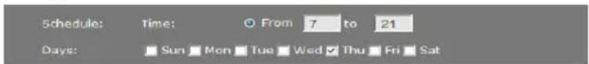 Schedule: Time: From 7 to 21 Days: Sun Mon Tue Wed Thu Fri Sat
