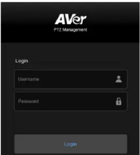 AVer PTZ Management Login Username Password Login