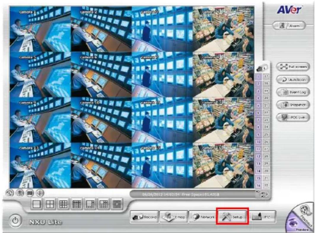 camera 1 camera 2 camera 3 camera 4 camera 5 camera 6 camera 7 camera 8 camera 9 camera 10 camera 11 camera 12 camera 13 camera 14 camera 15 camera 16 Setup NXU Lite Record Emap Network Setup PTZ AVer Alarm Full screen Autodesk Event Log Snapshot POS Live