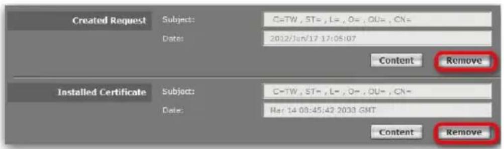 Created Request Subject: C=TW , ST= , L= , O= , OU= , CN= Date: 2012/Jun/17:17:05:07 Content Remove Installed Certificate Subject: C=TW , ST= , L= , O= , OU= , CN= Date: Mar 14 08:45:42 2033 GMT. Content Remove