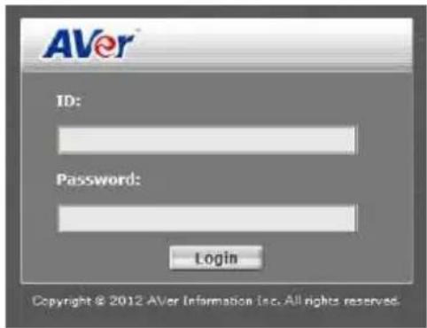 AVer ID: Password: Login Copyright © 2012 AVer Information Inc. All rights reserved.