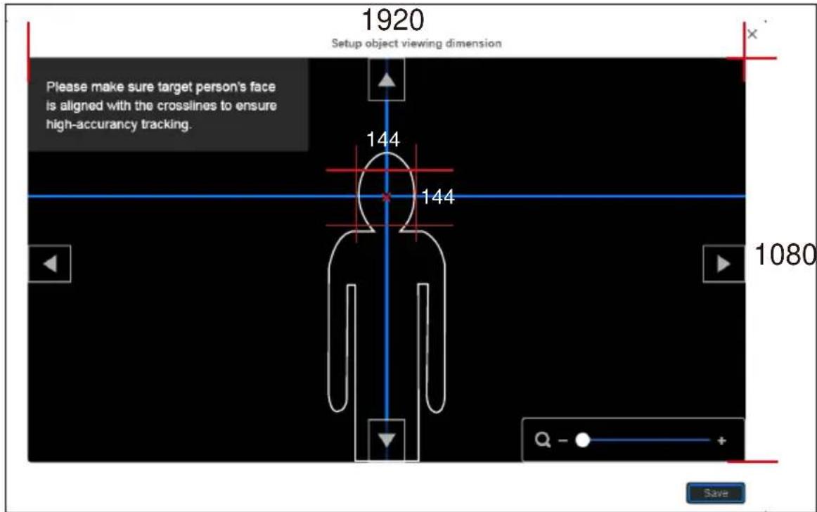 1920 Setup object viewing dimension Please make sure target person's face is aligned with the crosslines to ensure high-accuracy tracking. 144 144 1080 Q - + Save