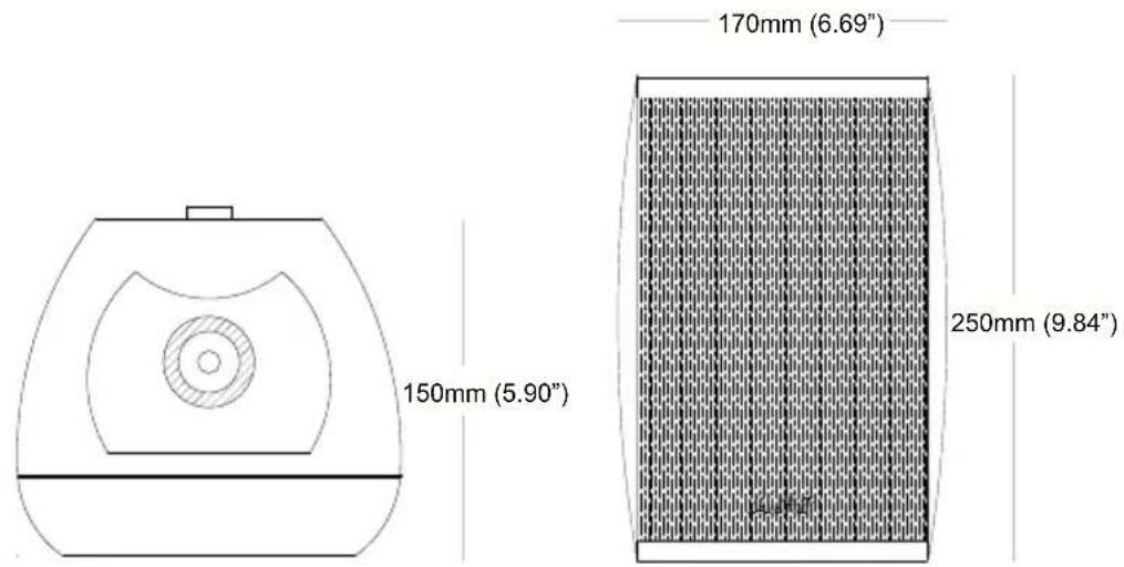150mm (5.90") 170mm (6.69") 250mm (9.84)