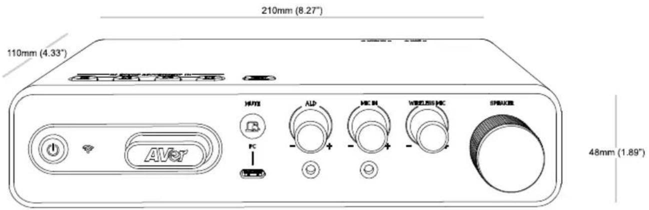 210mm (8.27") 110mm (4.33") AVor HUTE ALD MIC IN WEELESS MIC SPRAKER 48mm (1.89"