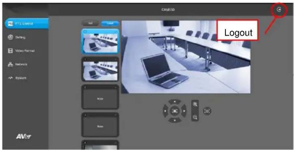 PTZ Control Setting Video Format Networks Systems AVer COATSO Logout