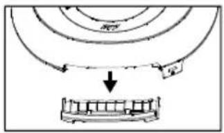 Diagram showing a circular structure with arrows and a small rectangular object below, possibly illustrating a physical or engineering concept.