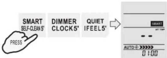 SMART SELF-CLEAN 5' DIMMER CLOCK 5' QUIET IFEEL 5' PRESS SMART AUTO: 0 1:00