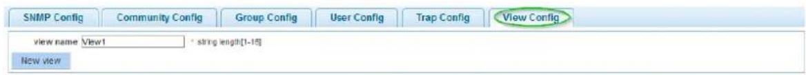 SNMP Config Community Config Group Config User Config Trap Config View Config view name View1 * string length[1-15] New view