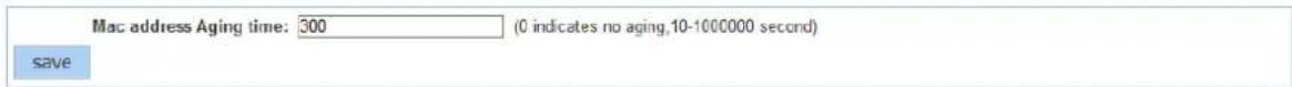 Mac address Aging time: 300 (0 indicates no aging,10-1000000 second) save