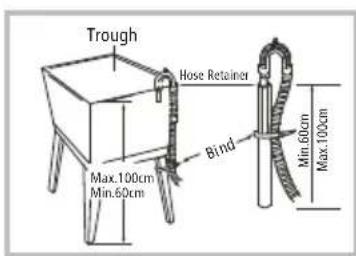 Trough Hose Retainer Max.100cm Min.60cm Bind Min 60cm Max 100cm