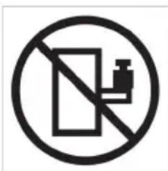 Prohibition sign with no text, featuring a crossed-out rectangle and a bottle symbol inside a circle.