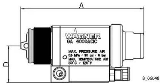 A WAGNER GA 4000ACIC MAX. PRESSURE AIR 0.6 MPa / 90 psi / 6 bar MAX. TEMPERATURE AIR 60°C / 125°F B_06648