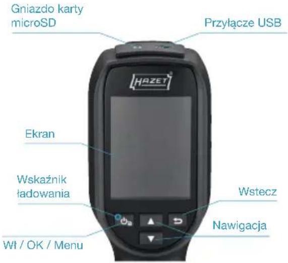 Gniazdo karty microSD Przyłącze USB HAZET® Ekran Wskaźnik tadowania Wstecz Nawigacja Wł / OK / Menu